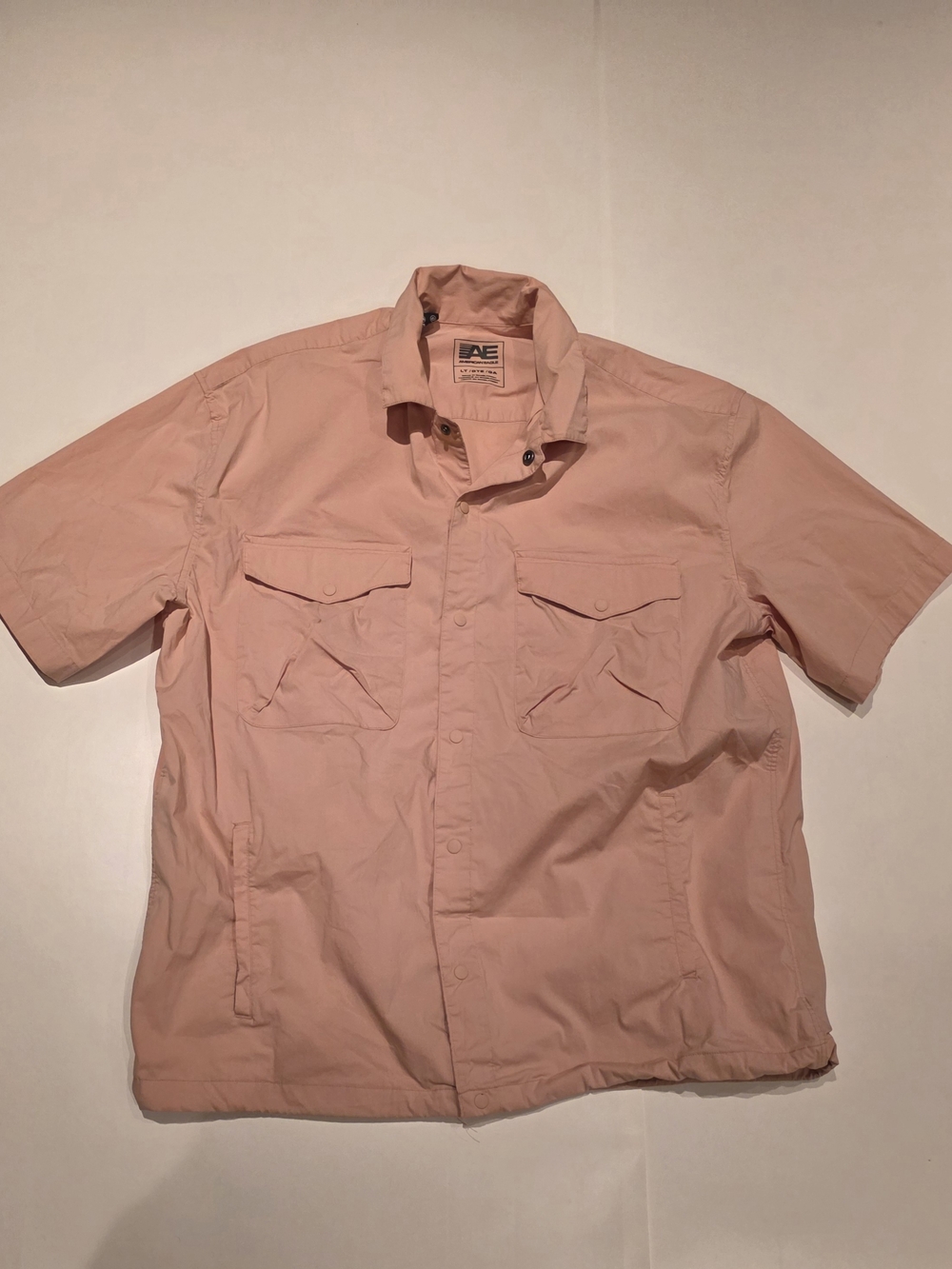 American Eagle Outfitters Men's Short Sleeve Button-Down Shirt - Light Pink